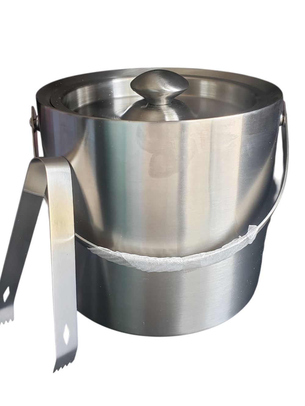 BEY/BERK Portable Stainless Steel Insulated Ice Bucket with Lid and Tongs